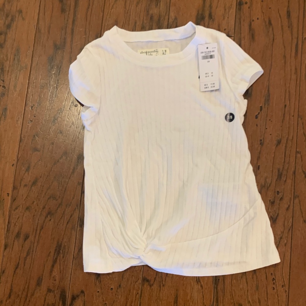 abercrombie Ribbed White Knot Front Tee - 7/8 NWT